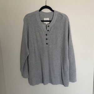 Aerie Button Light Gray Knit Sweater